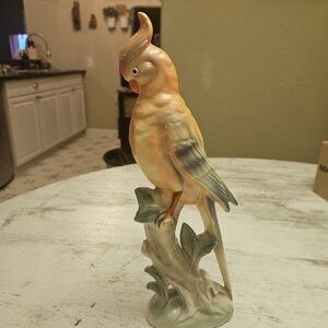 Vintage COCKATOO Parrot Cockatiel  Ceramic Figurine 1960s Japan Norcrest 12"